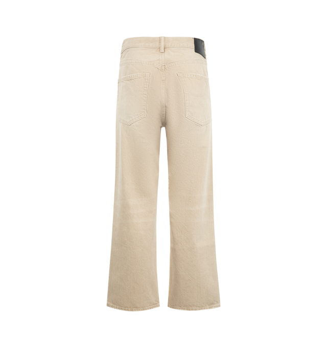 Image 2 of 3 - NEUTRAL - R13 X-BF Jean featuring h a wider, slouchier leg, built with Japanese Khaki denim, 5 pocket style, belt loops at waist and button zip closure. 100% cotton. 