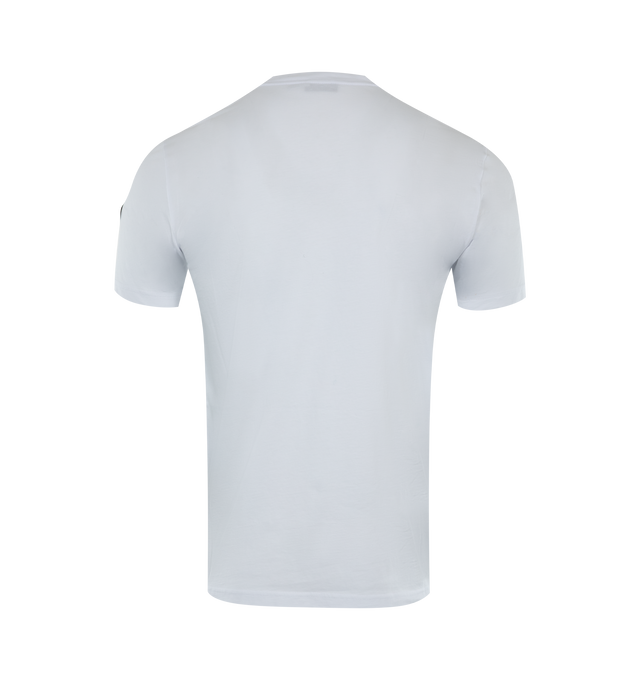 Image 2 of 3 - WHITE - MONCLER Logo T-Shirt featuring organic cotton jersey, crew neck, short sleeves, water-based logo print and embossed silicone logo patch. 100% cotton. 