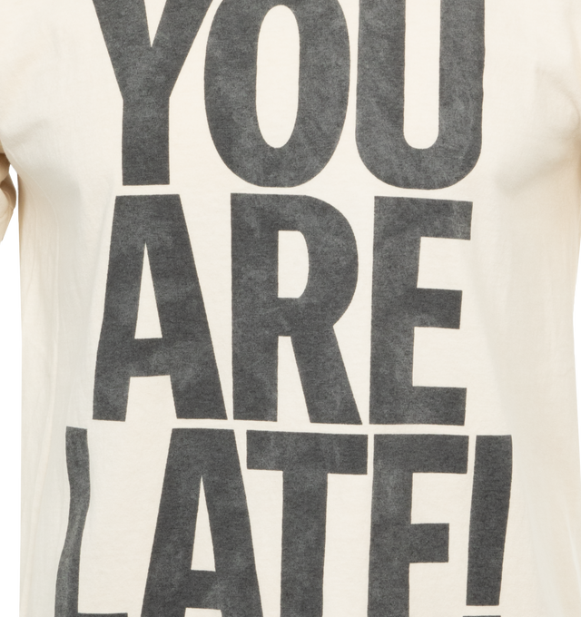 Image 3 of 4 - WHITE - GALLERY DEPT. You Are Late Tee featuring boxy fit, crew neckline, short sleeves, straight hem and screen-printed branding. 100% cotton. 
