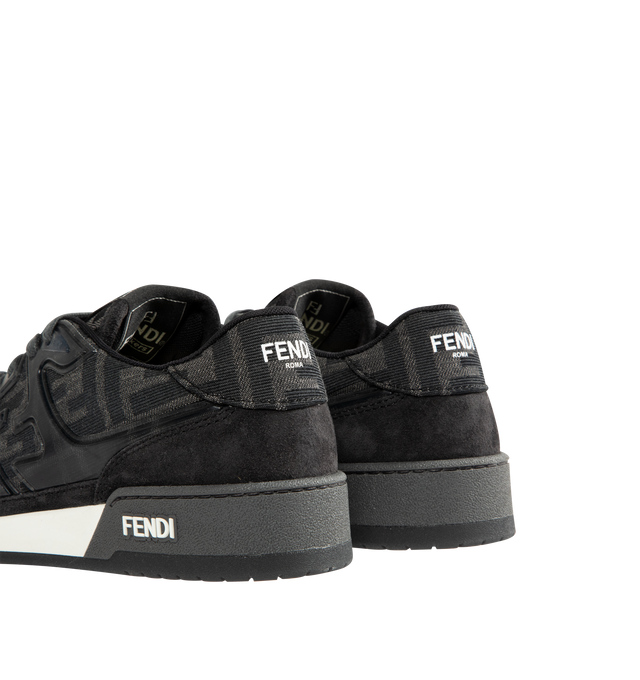 Image 3 of 5 - GREY - FENDI Match Canvas Low-Tops featuring injection-moulded FF appliqu, Fendi lettering on the side and rubber sole. 100% calf leather. Interior: 100% polyester. Made in Italy. 