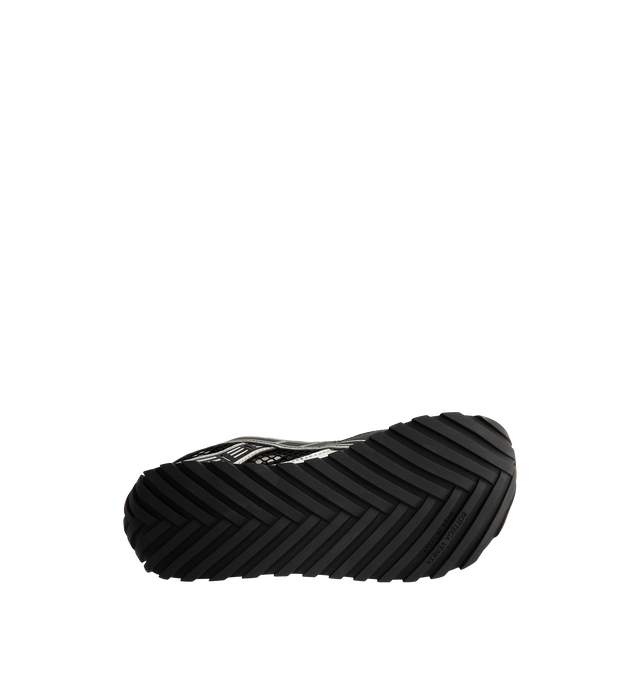 Image 4 of 5 - BLACK - Bottega Veneta Orbit Sneaker featuring mechanical textile upper, rubber sole, lace-up front, padded collar and tongue with Bottega Venneta logo detail at tongue. Made in Italy. 