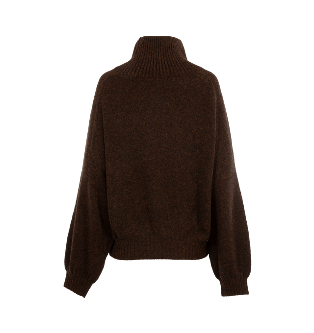 Image 2 of 2 - BROWN - Khaite Morris Sweater is a turtleneck style with a rounded silhouette and cinched look with ribbed trim at the hem and cuffs. 96% cashmere, 4% elastane.  