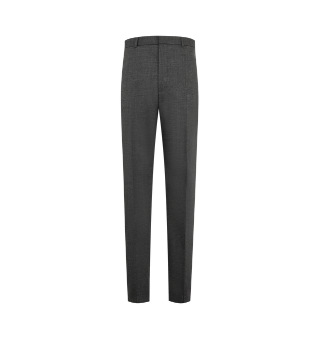 Image 1 of 3 - GREY - Bottega Veneta Men's Shetland Wool Toile Pants are crafted from Shetland wool toile and feature a straight-leg silhouette with a refined tailored finish. Designed with adjustable side buckles, a back slit, and a zip-and-hook closure for a clean, sophisticated look. Main Material: 100% Wool. Made in Italy. 