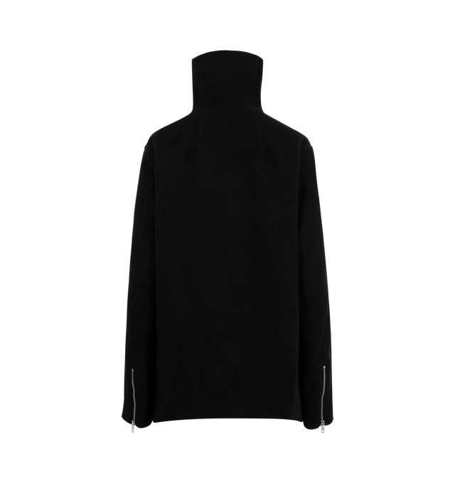 Image 2 of 3 - BLACK - RICK OWENS Exploder Jacket featuring heavyweight boiled virgin wool, RWS-certified virgin wool, extended funnel neck, zip closure, zip pockets at front, curved droptail hem, zip expansion panel at cuffs and partial cotton twill lining. 100% virgin wool. Made in Italy.  