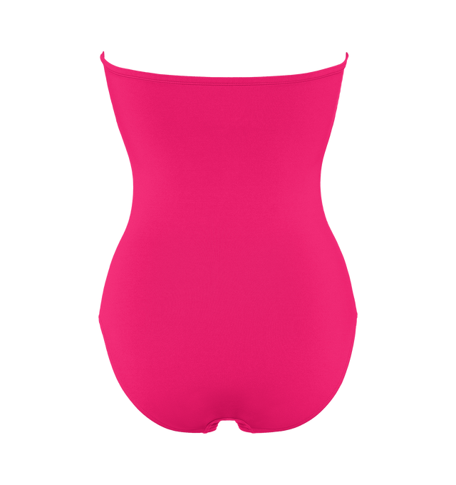 Image 2 of 6 -  PINK - ERES Cassiope One-Piece Bustier Swimsuit featuring bust shirring at front and sides, U-shaped metal link between cups and gripper tape. Main: 84% Polyamid, 16% Spandex. Second: 68% Polyamid, 32% Spandex. Made in Italy. 