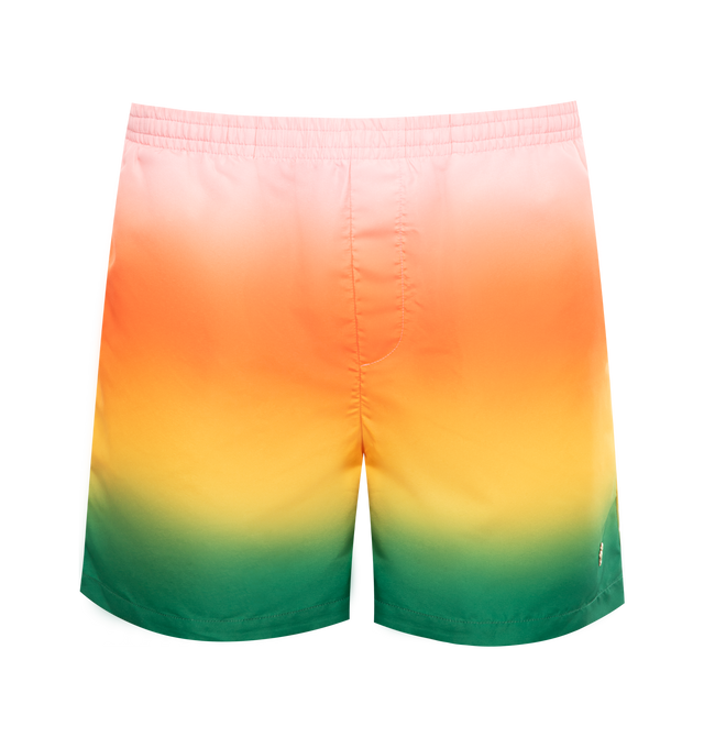 Image 1 of 3 - MULTI - CASABLANCA Printed Swim Shorts featuring pull-on styling with elastic waistband and interior drawstring tie closure, built-in brief lining, side slant pockets and ripstop fabric. 100% polyester. Lining: 80% polyester, 20% elastane. 