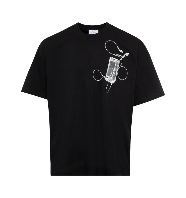 BLACK - OFF-WHITE Cotton Scan Print T-Shirt with short sleeves. 100% cotton.