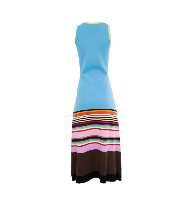 Image 2 of 3 - GREEN - CHRISTOPHER JOHN ROGERS Colorblock Striped Tank Midi Dress featuring  multicolor stripe details, scoop neckline, sleeveless, hem falls below the knee, A-line silhouette and slip-on style. Viscose/elastane. 