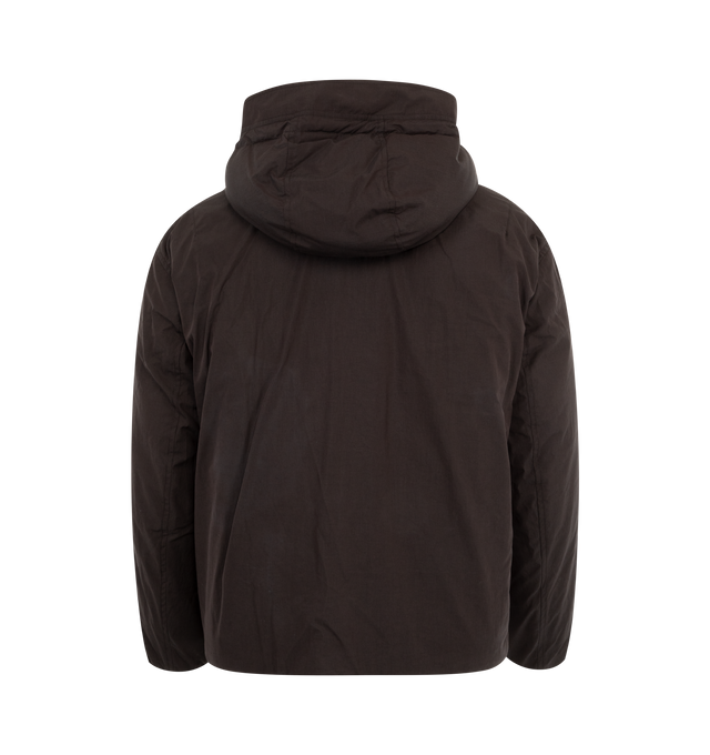 Image 2 of 3 - BROWN - Lemaire Hooded Puffer Blouson offers an adjustable and detachable hood, a double fastening system of buttons and elastic cords, and pockets with flaps. Cotton blend materials. Made in Tunisia.  