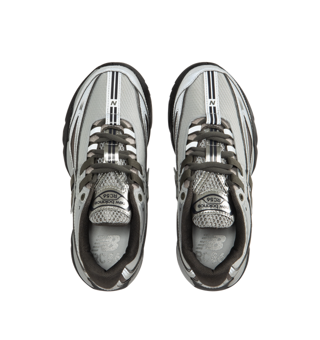 Image 5 of 5 - GREY - NEW BALANCE RC56 Sneaker featuring perforated leather and nylon mesh upper, synthetic and leather overlays, low-profile design, FuelCell foam, PU foam footbed insert, N-lock lacing system, tread outsole pattern and 3D welded printed eyelets. 