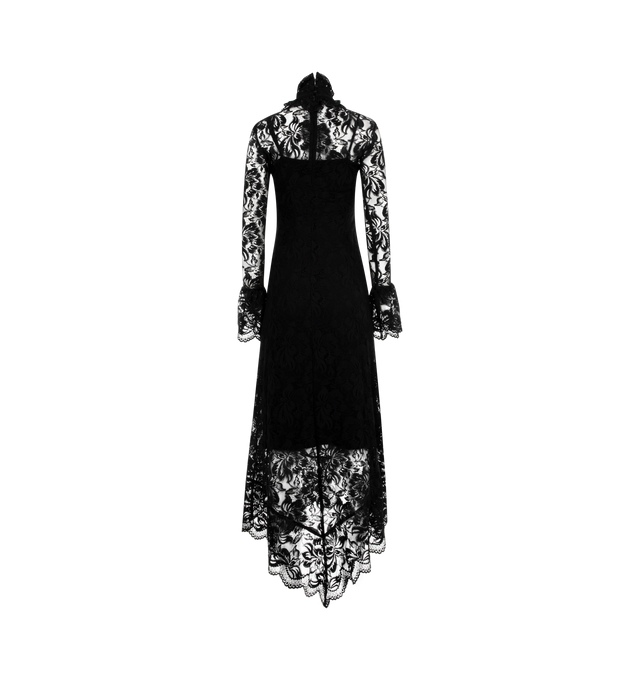 Image 2 of 2 - BLACK - Paco Rabanne Robe Long Dress has a high neck, a back zipper closure, and long sleeves. 90% polyamide, 10% elastane.  