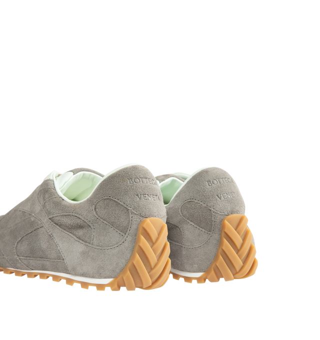Image 3 of 5 - GREY - BOTTEGA VENETA Orbit Flash Sneaker featuring low-top, lace-up closure, soft suede, lambskin lining and rubber outsole. Calfskin. Made in Italy.  