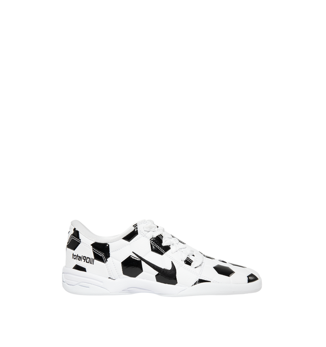 Image 1 of 5 - MULTI - Nike Total 90 Sneakers feature a glossy synthetic leather upper with an iconic quilted design inspired by the original Total 90 soccer boot, asymmetrical ribbon lacing, and a low-profile silhouette. Reimagined for everyday wear, these lifestyle sneakers combine a cushioned foam midsole with a durable rubber outsole for all-day comfort and reliable traction. Main Material: Synthetic Leather. Midsole: Foam. Sole: Rubber. 
