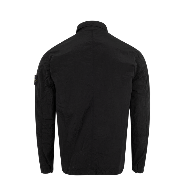 Image 2 of 3 - BLACK - STONE ISLAND Overshirt featuring nylon metal fabric, ECONYL regenerated yarns, one patch pocket, vertical zipper closure trimmed with nylon tape, Stone Island badge on the left sleeve, tightening snap at cuffs and two-way zipper closure. 100% nylon. 