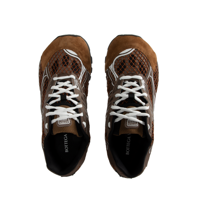 Image 5 of 5 - BROWN - BOTTEGA VENETA Sneakers featuring mechanical textile upper, rubber sole, lace-up front, padded collar and tongue with Bottega Venneta logo detail at tongue. Made in Italy. 