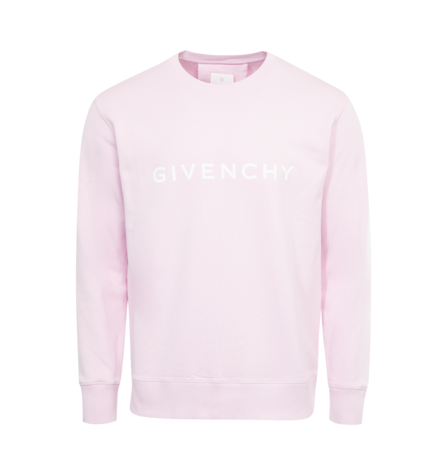 Image 1 of 2 - PINK - GIVENCHY Slim Fit Sweatshirt has a crew neck, signature logo at front, 4G emblem at back, and ribbed trims. 100% cotton. Made in Portugal.  