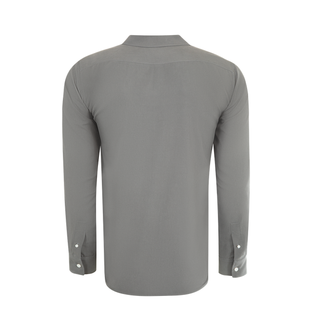 Image 3 of 3 - GREY - THE ROW Nael Shirt featuring exposed button closure, two button cuffs, classic collar and rounded hem. Made in Italy. 