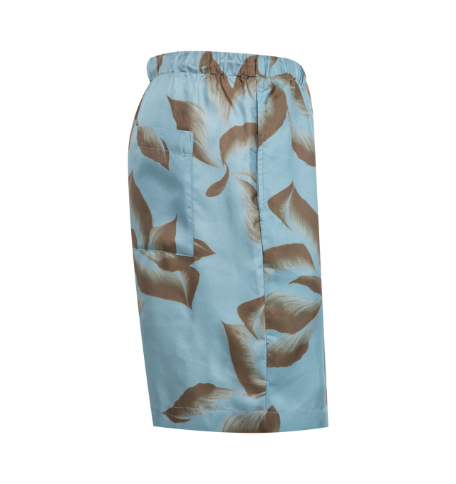 Image 3 of 3 - BLUE - DRIES VAN NOTEN Printed Shorts featuring elasticated drawstring waist, side slit pockets, back pocket and print throughout. 100% silk. 