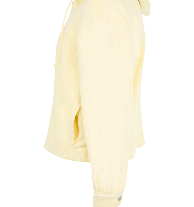 Image 3 of 3 - YELLOW - AURALEE Cotton Nylon Pile Zip Parka featuring regular fit, zip-up closure, hood with drawstrings, button cuffs and drawstring at waist. 85% cotton, 15% nylon.    