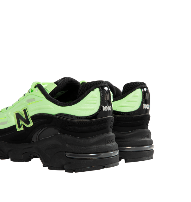 Image 3 of 5 - GREEN - NEW BALANCE 1000D Sneaker featuring polyurethane and ABZORB midsole, with ABZORB cushioning at heel and forefoot, stability Web outsole technology, sculpted midsole details, embroidered details, reflective accents, rubberized N logo with transparent outline and external lacing structure with nylon eyelet. 