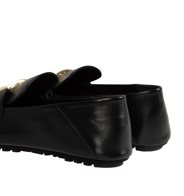 Image 3 of 4 - BLACK - FENDI Baguette Loafers featuring FF Baguette motif, suede sole with raised rubber inserts, the heel can be folded to wear the style as a sabot and gold-finish metalware. 100% lamb leather. Made in Italy. 