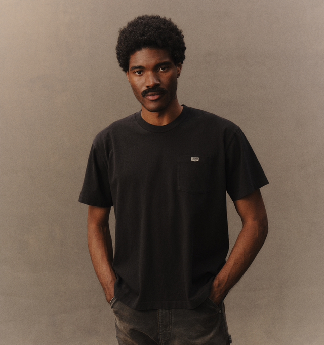 Image 5 of 6 - BLACK - Cherry LA Men's Quality Goods Classic Pocket T-Shirt is crafted from cotton and features a classic-fit silhouette with a rib-knit crew neckline and a chest pocket. Designed as an everyday essential, this versatile style is finished with signature Cherry LA branding and a soft, comfortable construction for effortless wear. Main Material: Cotton. Fit: Classic. Neckline: Crew Neck. Sleeves: Short Sleeve. Pocket: Chest Pocket. Details: Signature Cherry LA Quality Goods Branding. Made in L 