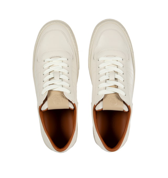 Image 5 of 5 - WHITE - MONCLER Monclub Sneakers featuring low top silhouette, branding on tongue and heel, lace closure, leather upper, leather insole and rubber sole. 