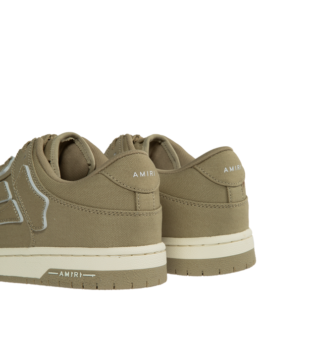 Image 3 of 5 - GREEN - AMIRI Chunky Canvas Skeleton Low-Top Sneakers featuring appliqu details and paneling, round toe and lace-up style. Cotton upper. Rubber sole. 