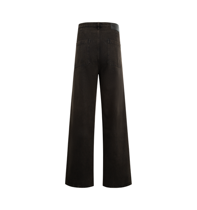 Image 2 of 4 - BROWN - PLEASURES Oil Baggy Jeans featuring wide-leg, nonstretch denim, baggy cut, zip fly with button closure and five-pocket style. 100% cotton. 