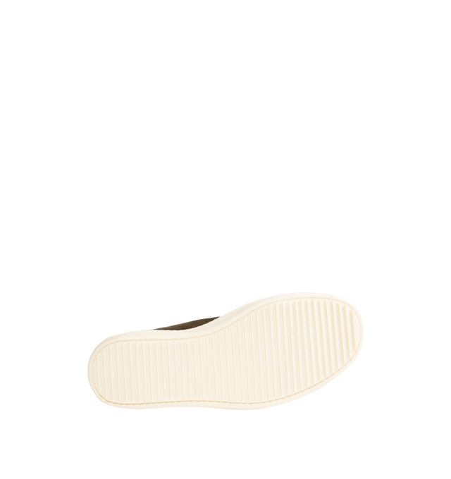 Image 4 of 5 - BROWN - RICK OWENS Vintage Sneaks in nubuck leather and suede featuring low-top, a triangular leather appliqu on the sides, contrast topstitching, flat heel, round toe, lace-up vamp, leather lining and toothed TPR outsole. Made in Italy. 