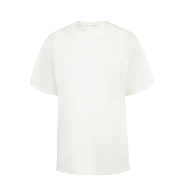 Image 1 of 2 - WHITE - The Row Ash Top has a crew neck, dropped shoulders, and a signature back center detail.  80% cotton, 20% silk. Made in Italy.  