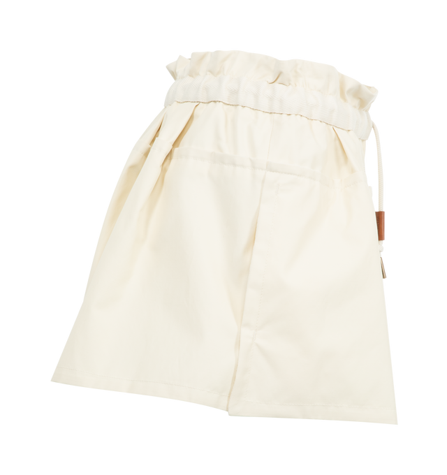 Image 3 of 3 - WHITE - MONCLER Shorts featuring cotton and nylon blend technical twill and cotton waistband with drawstring fastening. 59% cotton, 41% polyamide/nylon; Lining: 100% cotton. Made in Romania. 