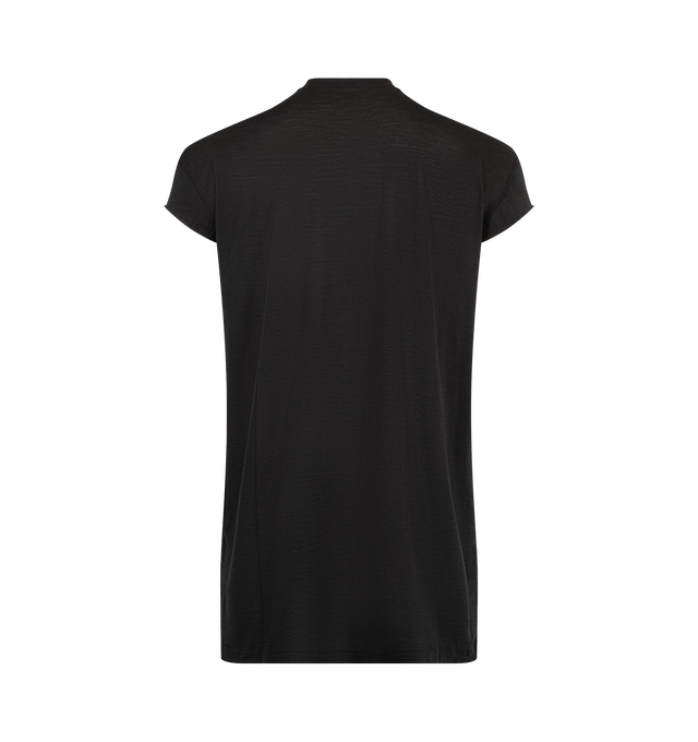 Image 2 of 2 - BLACK - Rick Owens Men's Rick's S Jumbo SS T-Shirt is crafted from a cotton jersey and features an oversized silhouette, below-hip length, a ribbed crew neckline, low shoulders, and very short sleeves with rolled raw-cut edges. Designed with the brand's signature front level shoulder seams, this style is made from GOTS-certified organic cotton fibers. Main Material: 100% Cotton. Made in Italy. 