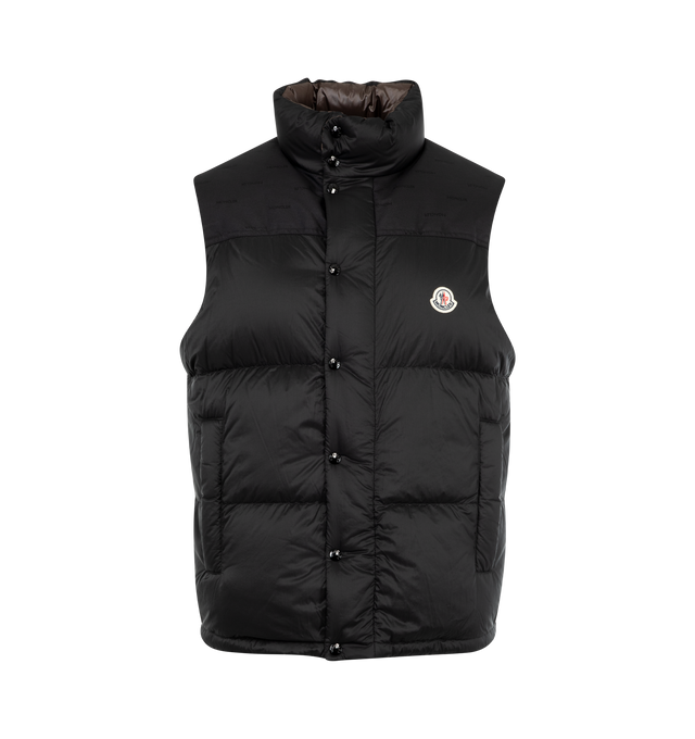 Image 4 of 6 -  PINK - MONCLER GRENOBLE Verone Convertible Down Puffer Jacket featuring reversible contrasting color, convertible to vest, front snap closure, stand collar, long zip-off sleeves with elastic cuffs, front welt pockets and drawcord-toggle hem. 100% nylon. Padding: 90% down, 10% feather.  