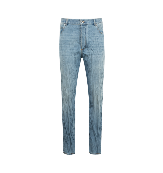 Image 1 of 3 - BLUE - BOTTEGA VENETA Denim Jean featuring button closure, five-pocket style and straight leg. 100% cotton. Made in Italy. 