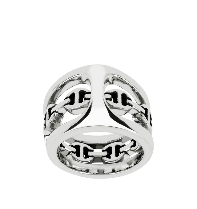 Image 3 of 3 - SILVER - HOORSENBUHS Phantom Clique Ring featuring sterling silver, Phantom silhouette, formed as a continuous band with an open link profile and restrained negative space. Hirshleifers offers a range of initial pieces from this collection in-store. For personal consultation and detailed information about jewelry, please contact our dedicated stylist team at personalshopping@hirshleifers.com.   