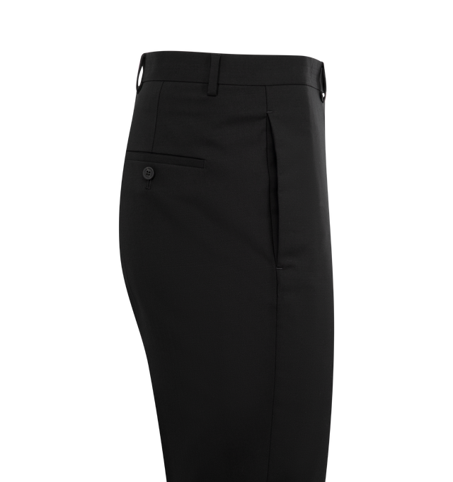 Image 3 of 3 - BLACK - Rick Owens Astaires Trousers featuring slim-fit, belt loops, four-pocket styling, button-fly, creased legs, partial plain-woven cupro lining and horn hardware. 100% wool. Lining: 100% cupro. Made in Italy. 