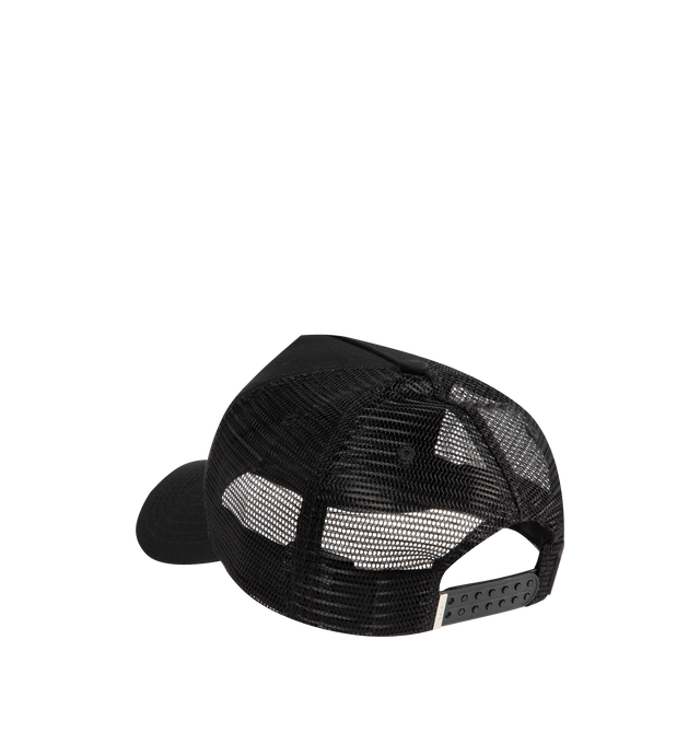 Image 3 of 3 - BLACK - AMIRI 3 Star Trucker Hat featuring adjustable backstrap, front leather applique detail and leather logo patch at back. 100% cotton. Made in USA. 