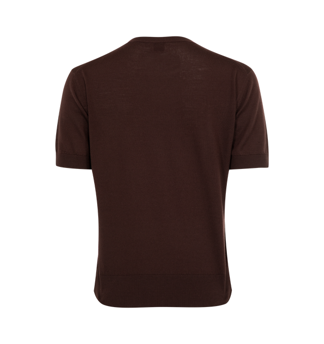 Image 2 of 2 - RED - SAINT LAURENT T-Shirt Sweater featuring short-sleeves, crewneck, made with certified wool and ribbed trims. 100% new wool. 