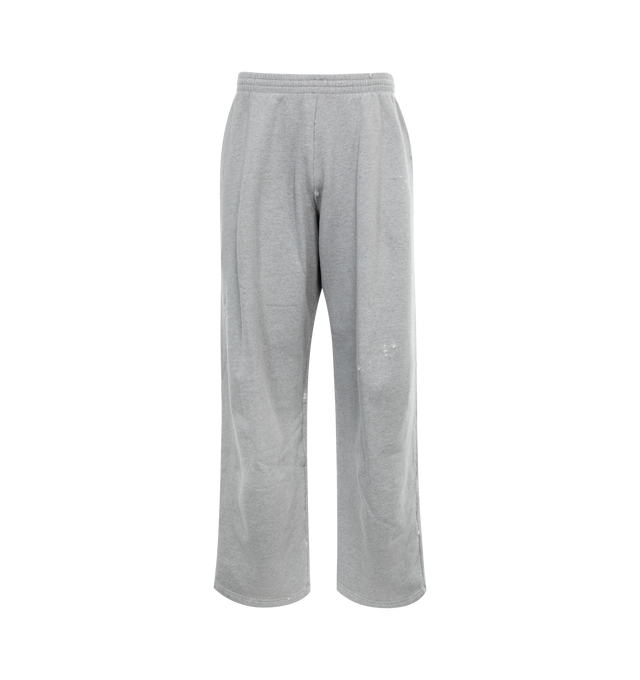 GREY - BALENCIAGA Baggy Sweatpants featuring heavy fleece, large fit, mid-waist, elasticated waistband, 2 slash pockets, destroyed effect at hem and worn-out effect throughout. 100% cotton. Made in Portugal.