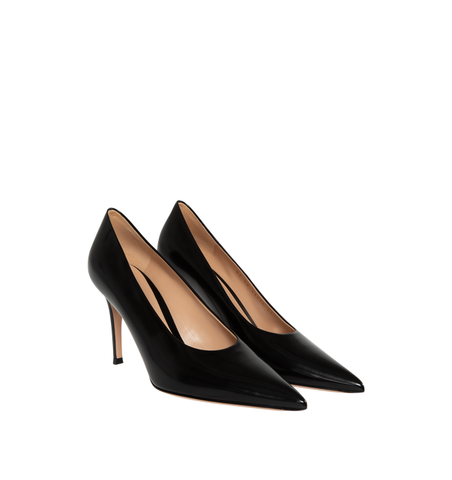 Image 2 of 4 - BLACK - GIANVITO ROSSI Tokio Pumps featuring pointed toe, slip on, elongated toes and a thin heel. Leather.  