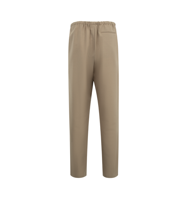 Image 2 of 3 - NEUTRAL - THE ROW Donatello Pant in Wool and Mohair featuring relaxed wide leg, side seam pockets, zipper fly, and elasticated waistband with drawstring closure. 75% wool, 25% mohair. Made in Italy. 