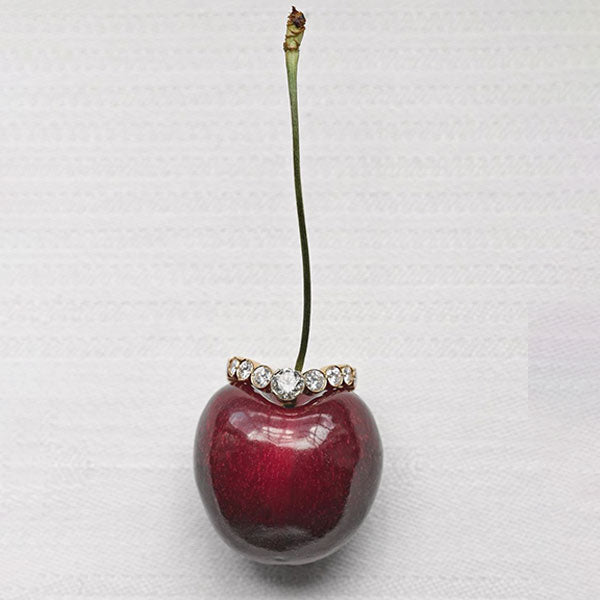 Cherry ornament with gold and diamond ring by Sophie Bille Brahe, available online.