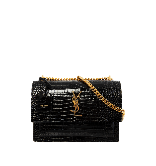 Ysl sunset medium in discount crocodile embossed shiny leather