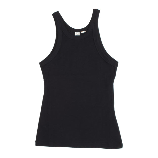 Image 1 of 1 - BLACK - TOTME Espera tank featuring curved straps and ribbed detailing. 95% Cotton, 5% Elastane.  