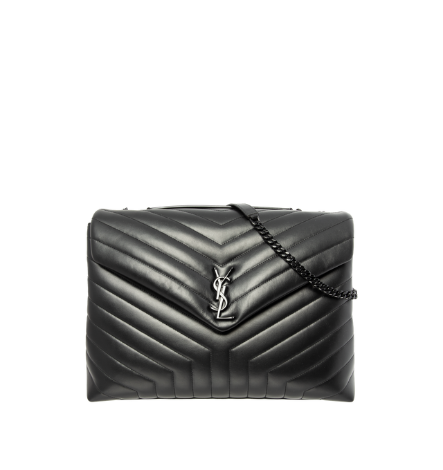 BLACK - SAINT LAURENT LOULOU large handbag. 100% leather. Made in Italy. 
