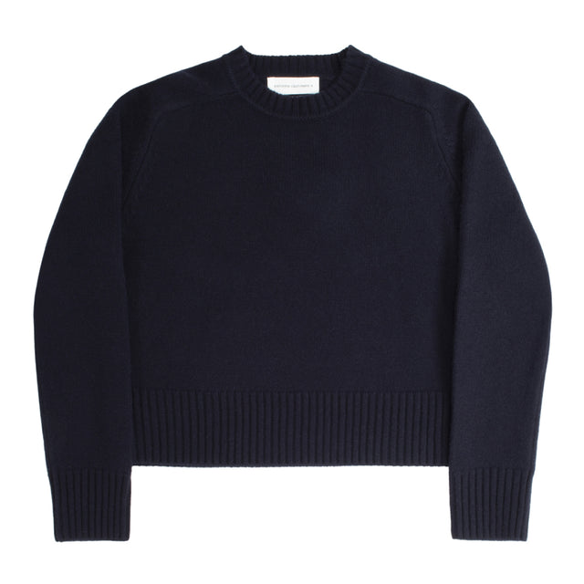 Image 1 of 2 - BLUE - EXTREME CASHMERE crewneck sweater featuring ribbed neck and hem detailing. 100% Cashmere.  