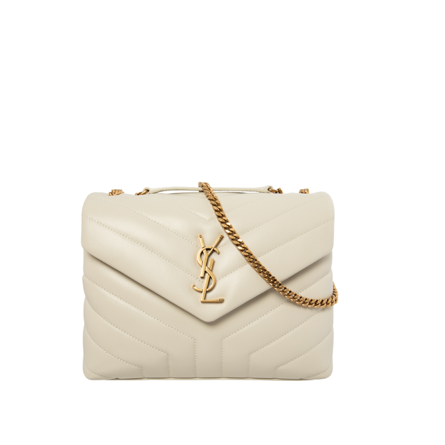 Saint Laurent Small Loulou Chain Bag in Neutral,White